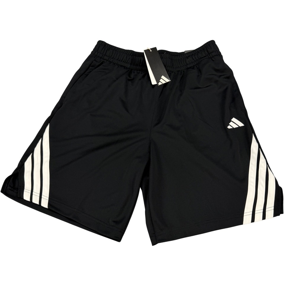 Adidas Mens 3-Stripes Basketball Shorts Black White 9 Inch Inseam Size M MSRP$30